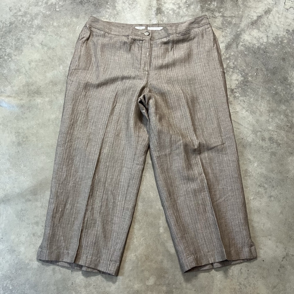 J Jill Pants Womens Size 18 Brown Genuine Fit Below Waist Linen Blend Shaleherri